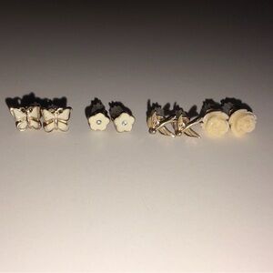 4pk Nature Earring Set- Gold & Cream